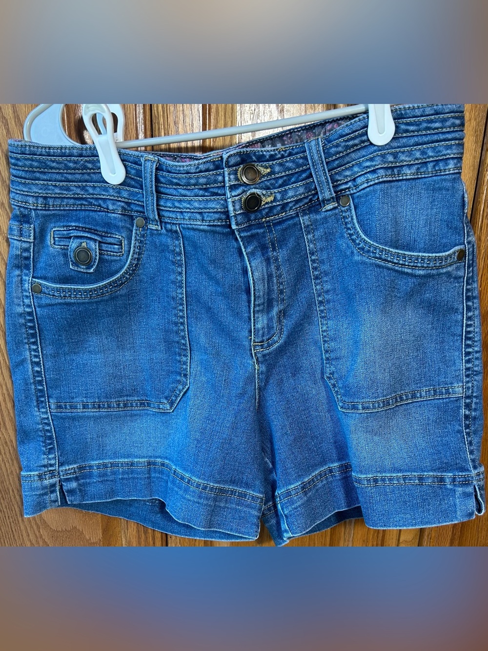 Women's One5one Blue Denim Shorts with Front Pockets
